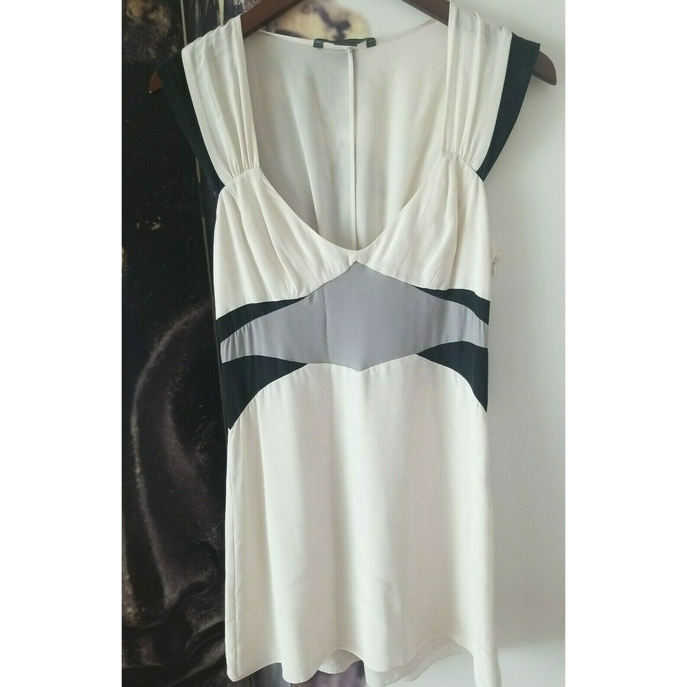 A/X Armani Exchange Women's Ivory Gray V Neck Sleeveless Silk Slip Dress Size 4